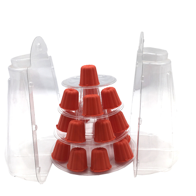 ミニ クリア プラスチック 4 Tiers Canele Tower Stand For Display Canele / Macaron And Cake Decoration ミニ クリア プラスチック 4 Tiers Canele Tower スタンド ディスプレイ キャンネル / マカロン ケーキ 飾り付け