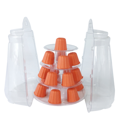 ミニ クリア プラスチック 4 Tiers Canele Tower Stand For Display Canele / Macaron And Cake Decoration ミニ クリア プラスチック 4 Tiers Canele Tower スタンド ディスプレイ キャンネル / マカロン ケーキ 飾り付け