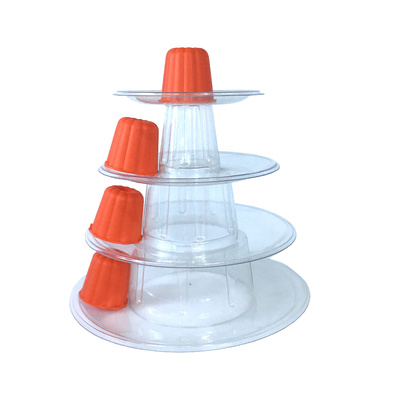 ミニ クリア プラスチック 4 Tiers Canele Tower Stand For Display Canele / Macaron And Cake Decoration ミニ クリア プラスチック 4 Tiers Canele Tower スタンド ディスプレイ キャンネル / マカロン ケーキ 飾り付け