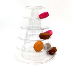 ミニ クリア プラスチック 4 Tiers Canele Tower Stand For Display Canele / Macaron And Cake Decoration ミニ クリア プラスチック 4 Tiers Canele Tower スタンド ディスプレイ キャンネル / マカロン ケーキ 飾り付け