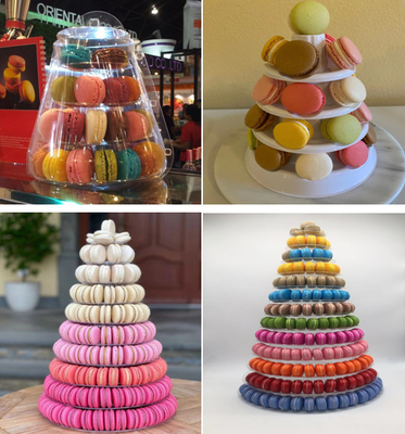 便利なMacaronsタワーの立場を包む黒い9つの層のまめプラスチックMacaron