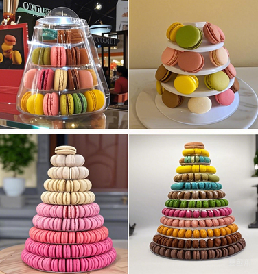 便利なMacaronsタワーの立場を包む黒い9つの層のまめプラスチックMacaron