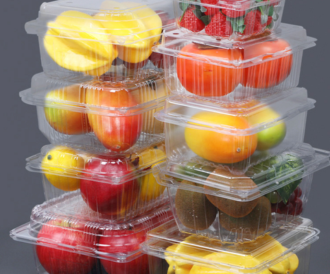 サラダと野菜の包装のための生物分解性18cm食品グレードのPETプラスチックトレイ