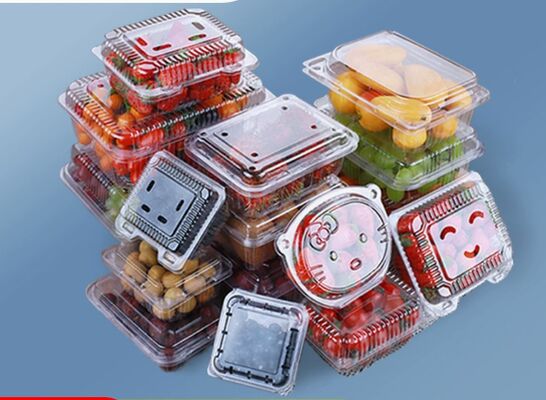 果物・野菜用ヒートシール対応、カスタマイズ可能なリサイクルPET製食品包装箱
