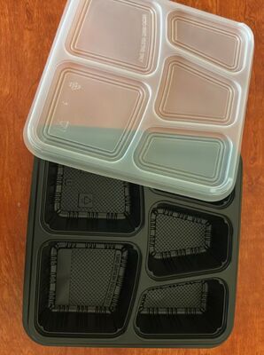 PP食品箱,5グリッドのPP使い捨て食品箱,5グリッドのPP食品箱,5グリッドのPP食品包装箱